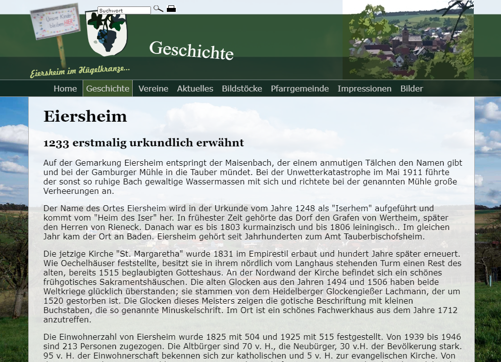 Screenshot von eiersheim.eu